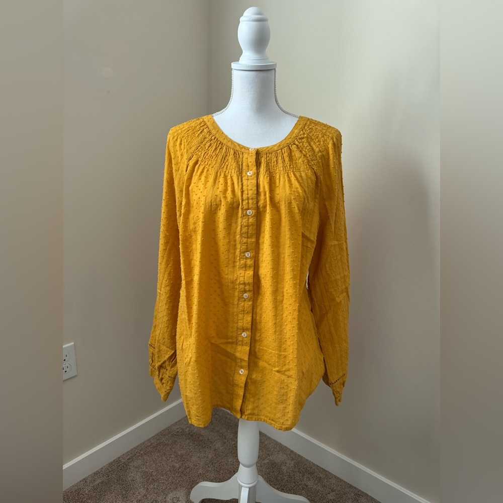 Talbots Mustard Button-Up Blouse